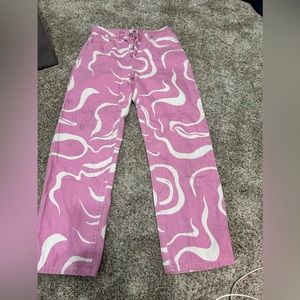 fun white and pink print  jeans